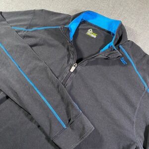 Tasc Performance Men's Black Blue Quarter Zip Pullover Long Sleeve Shirt Large
